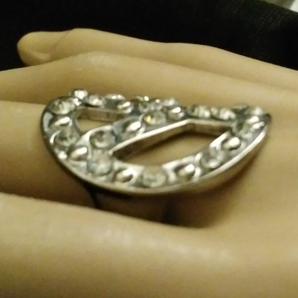 Beautiful Peace Sign Rhinestones Silver Ring - Picture 7 of 7